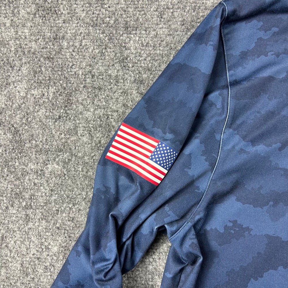 Puma Volition America Hoodie Mens L Blue Camo Golf Performance Pullover Flag - Picture 3 of 8